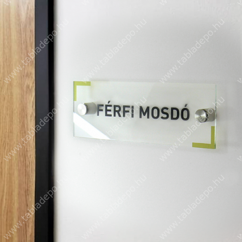 férfi mosdó irodai ajtó plexi névtábla