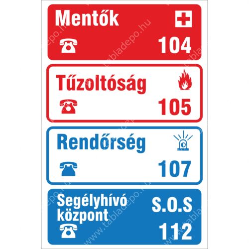 mentők száma, tűzoltók száma, rendőrség hívószáma