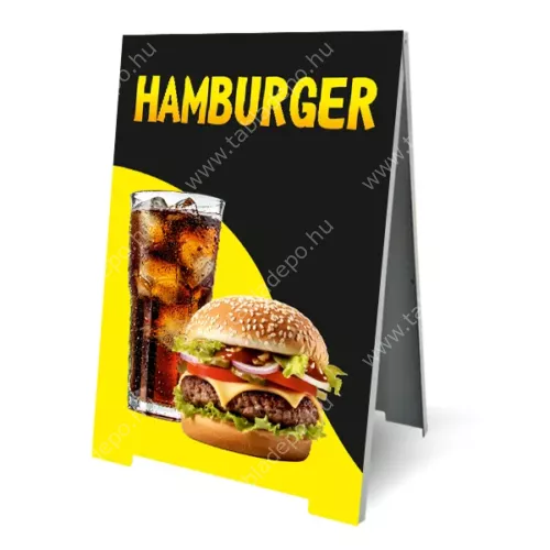 hamburger megállító tábla - fekete-sárga