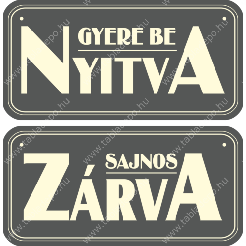 ajtótábla, nyitva zárva tábla