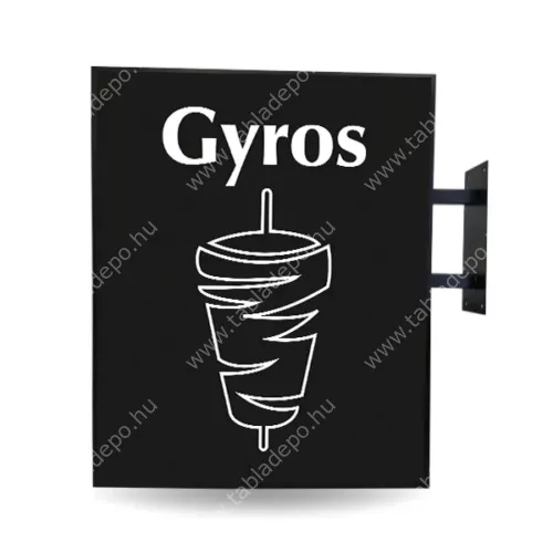 kétoldalas szögletes cégér fekete - gyros - világító