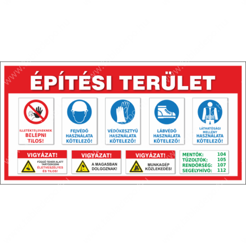 építési terület tábla