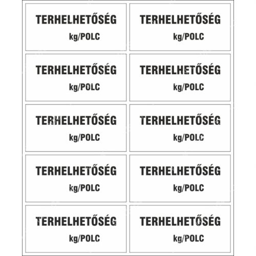 polc terhelhetőség matrica