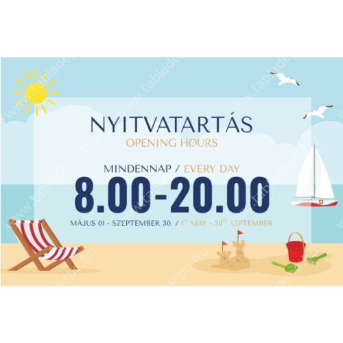 strand nyitvatartás tábla