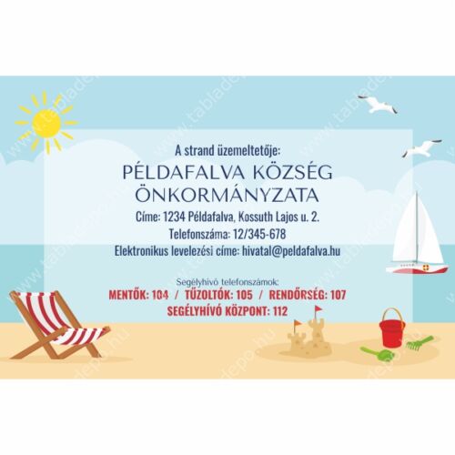 strand üzemeltetői adatok tábla