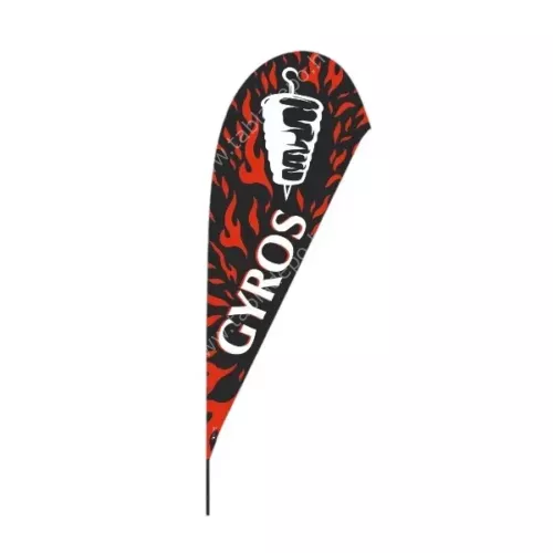 gyros strandzászló beachflag fekete-tüzes - csepp