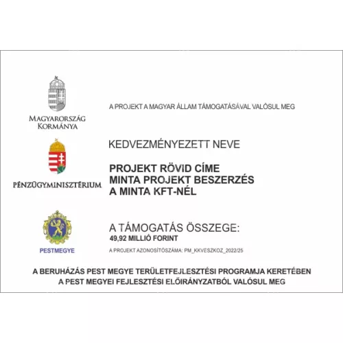 Pest Megye Területfejlesztési Program projekt tábla