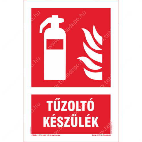 tűzoltó készülék utánvilágító tábla