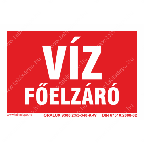 víz főelzáró tábla – utánvilágító