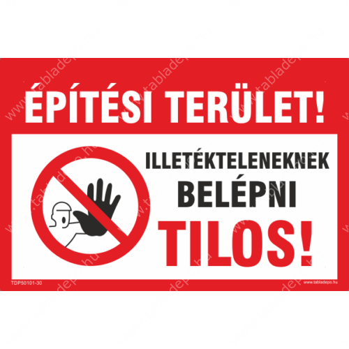 építési terület tábla