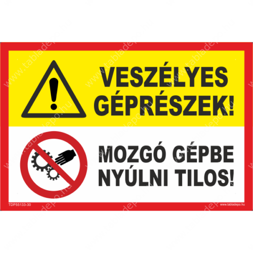 veszélyes géprészek - mozgó gépbe nyúlni tilos