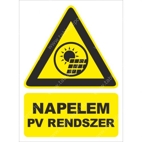 napelem figyelmeztető tábla