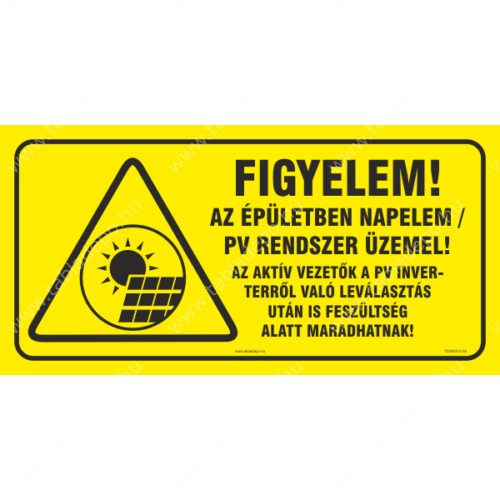 napelemre figyelmeztető tábla