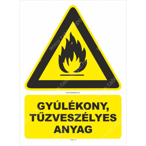 gyúlékony, tűzveszélyes anyag tábla és matrica