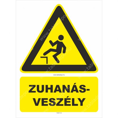 zuhanásveszély figyelmeztető tábla és matrica