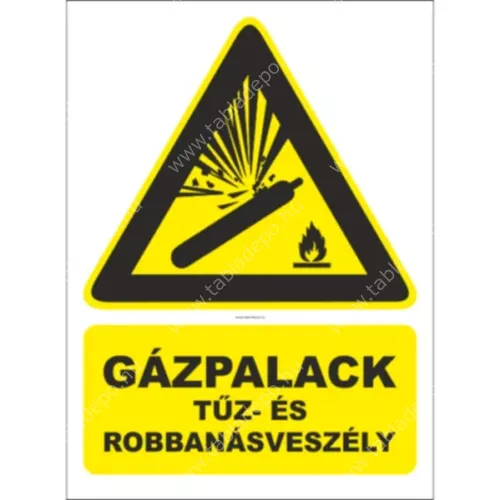 gázpalack tűz-és robbanásveszély tábla