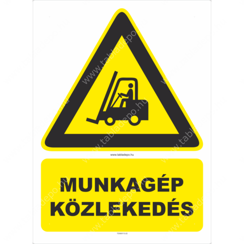 munkagép közlekedés figyelmeztető tábla és matrica