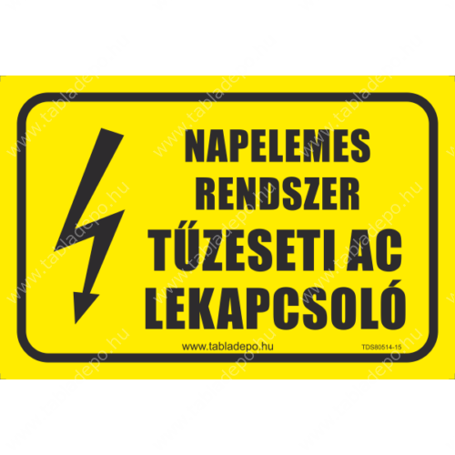 napelemes rendszer tűzeseti AC lekapcsoló jelölése