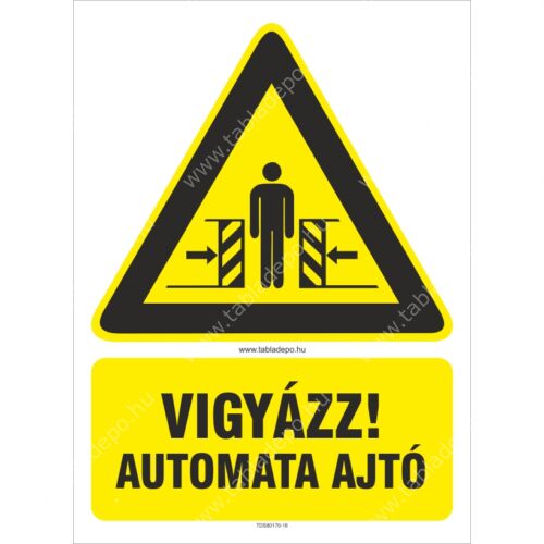 munkavédelmi tábla, elmozduló tárgyak