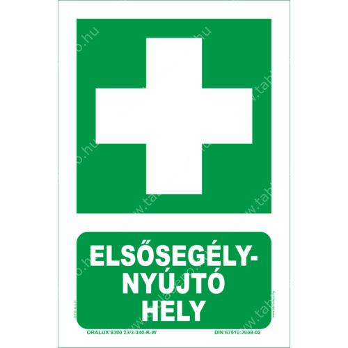 utánvilágító elsősegélynyújtó hely tábla - matrica