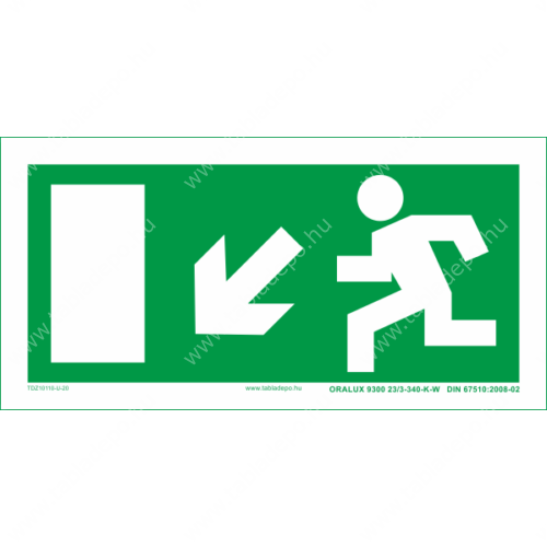 utánvilágító tábla, menekülési útvonal tábla