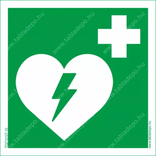elsősegélynyújtó hely tábla, defibrillátor tábla