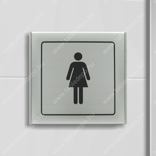 női WC alumínium információs tábla - fekete