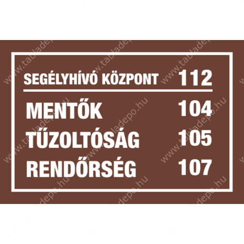 segélyhívó számok matrica dohányboltba