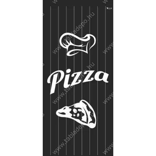 szalagfüggöny ajtóra - pizza - fekete-fehér